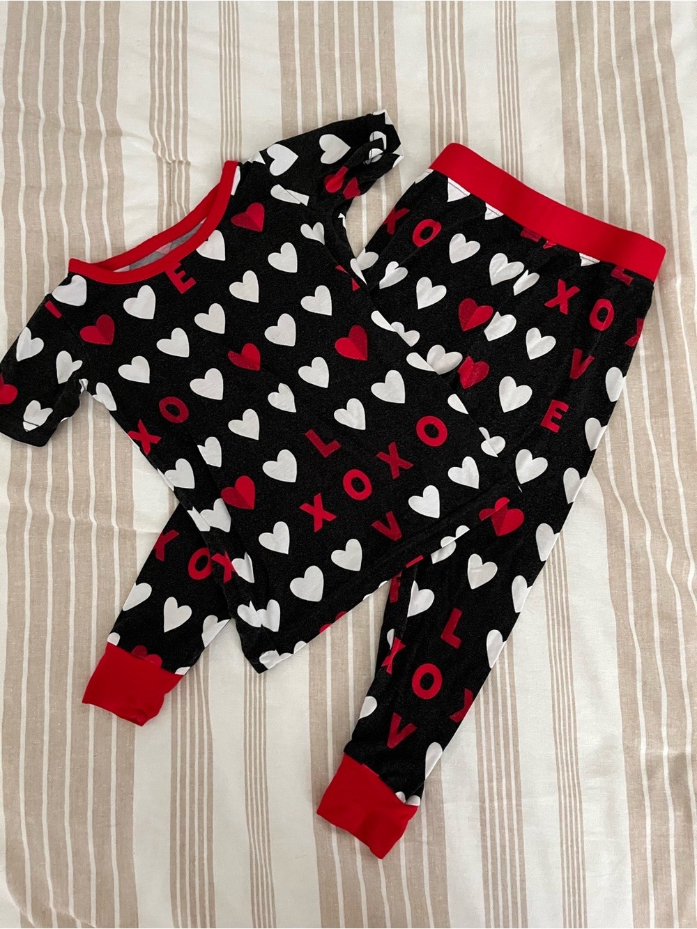 Little Sleepies Black Heart & XOXO Pajama Set - Red & White Accents